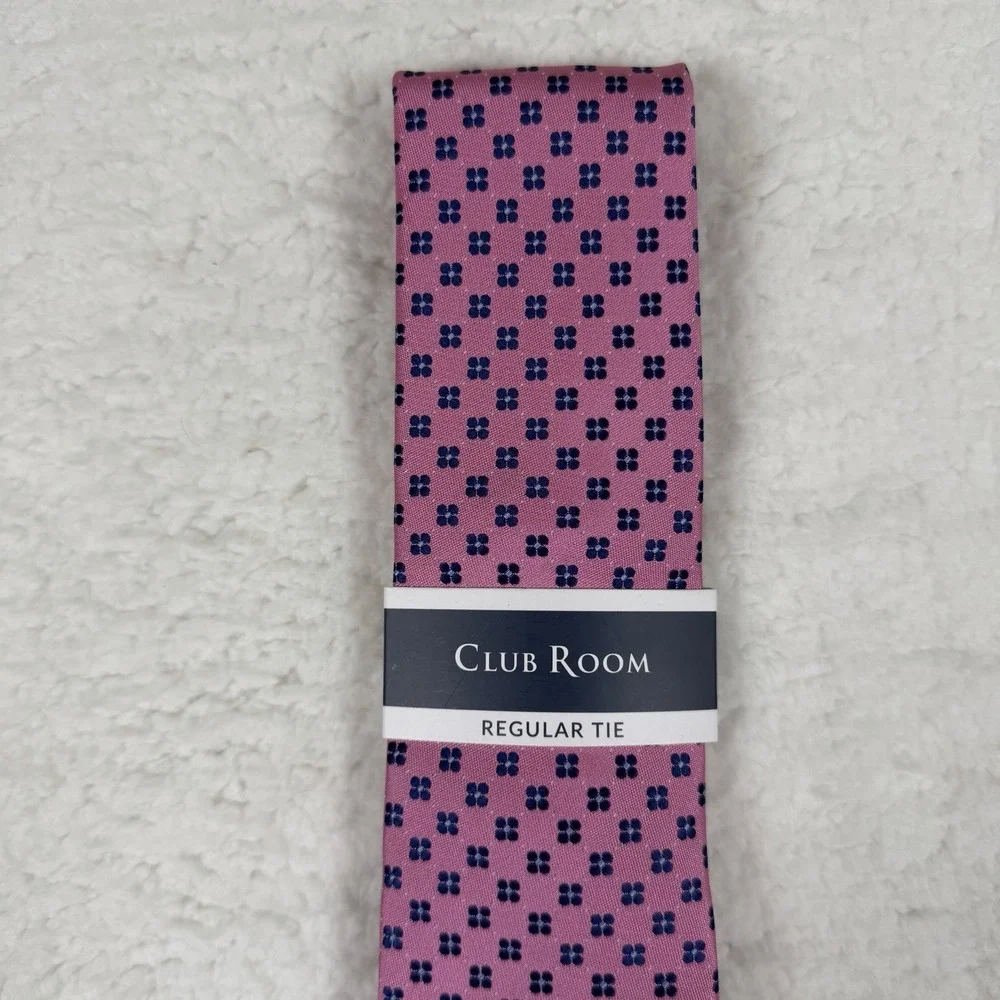 CLUB ROOM Men's Regular Tie ~ Pink ~ Dovekie Neat ~ NEW MSRP: $55.